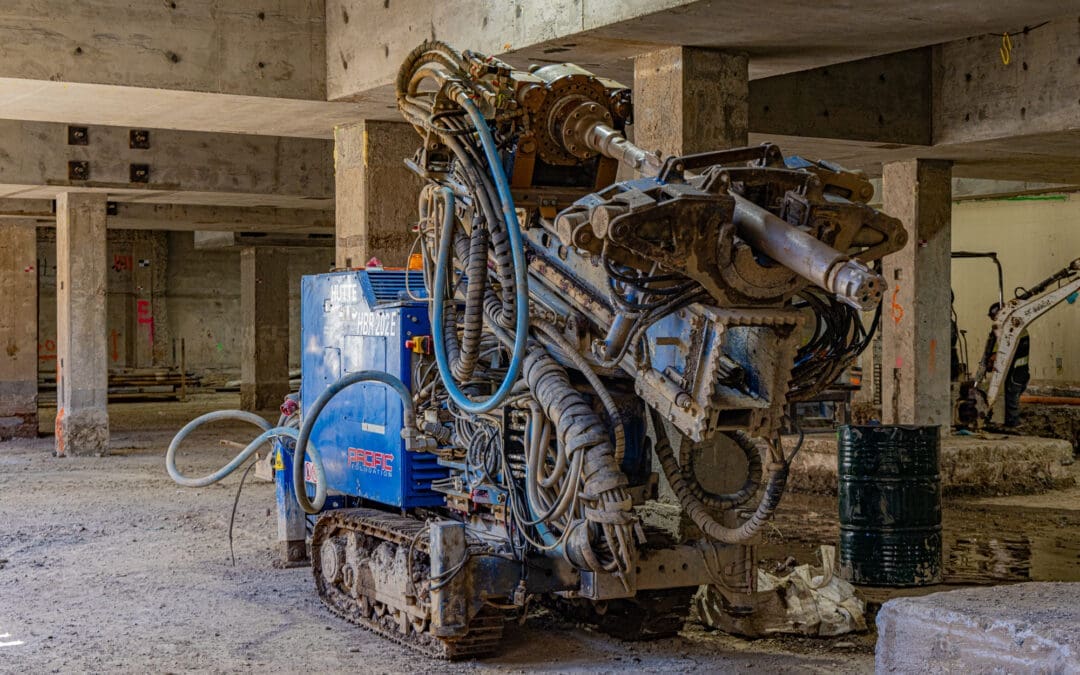 A Hutte HBR-202E micropiling rig sits beneath the Oregon State Capitol