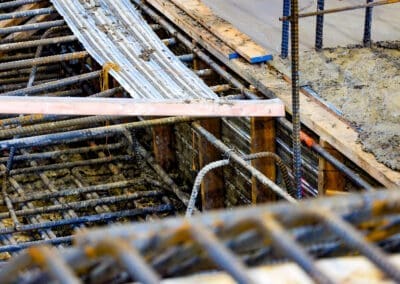 Rebar is set in place before new concrete is poured